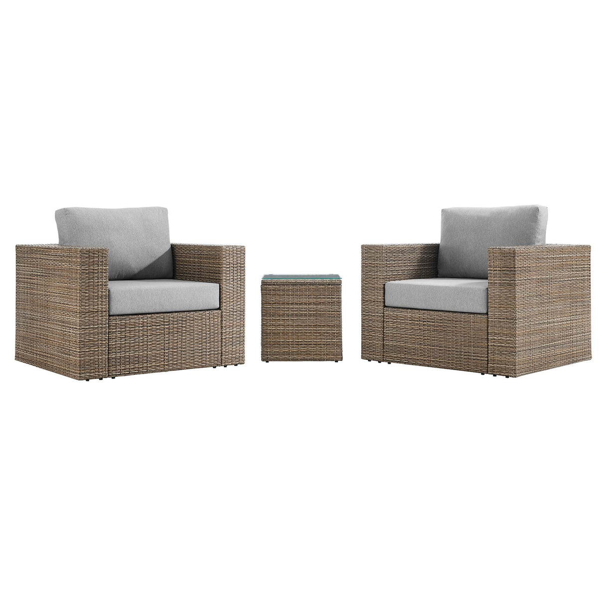 3-Piece Wicker Patio Furniture Set with Cushions for Outdoor Patio and Decks