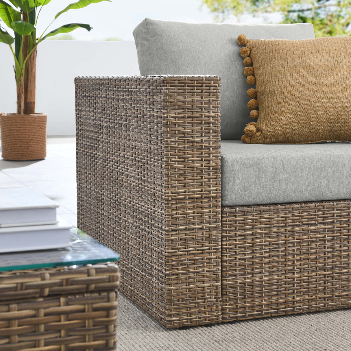 3-Piece Wicker Patio Furniture Set with Cushions for Outdoor Patio and Decks