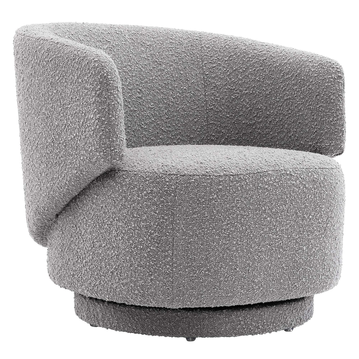 30 Inch Curved Boucle Fabric Swivel Accent Chair