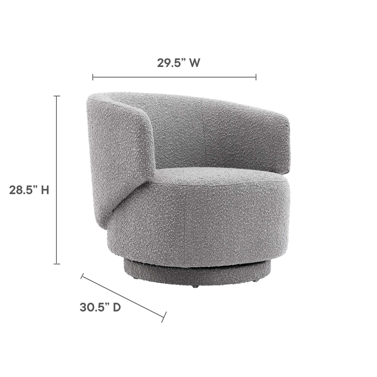 30 Inch Curved Boucle Fabric Swivel Accent Chair