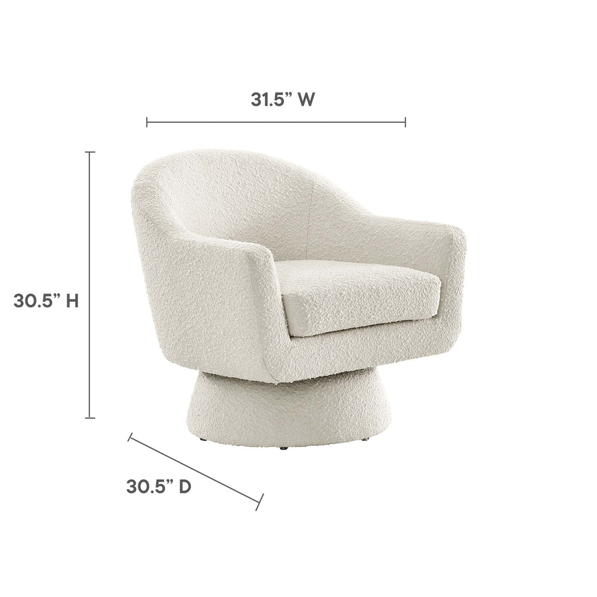 31 Inch Boucle Fabric Swivel Chair
