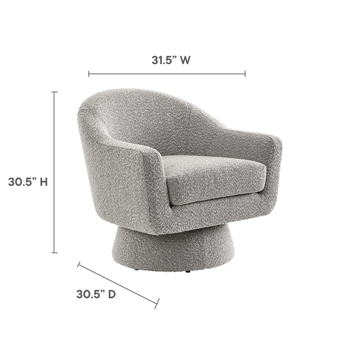 31 Inch Boucle Fabric Swivel Chair