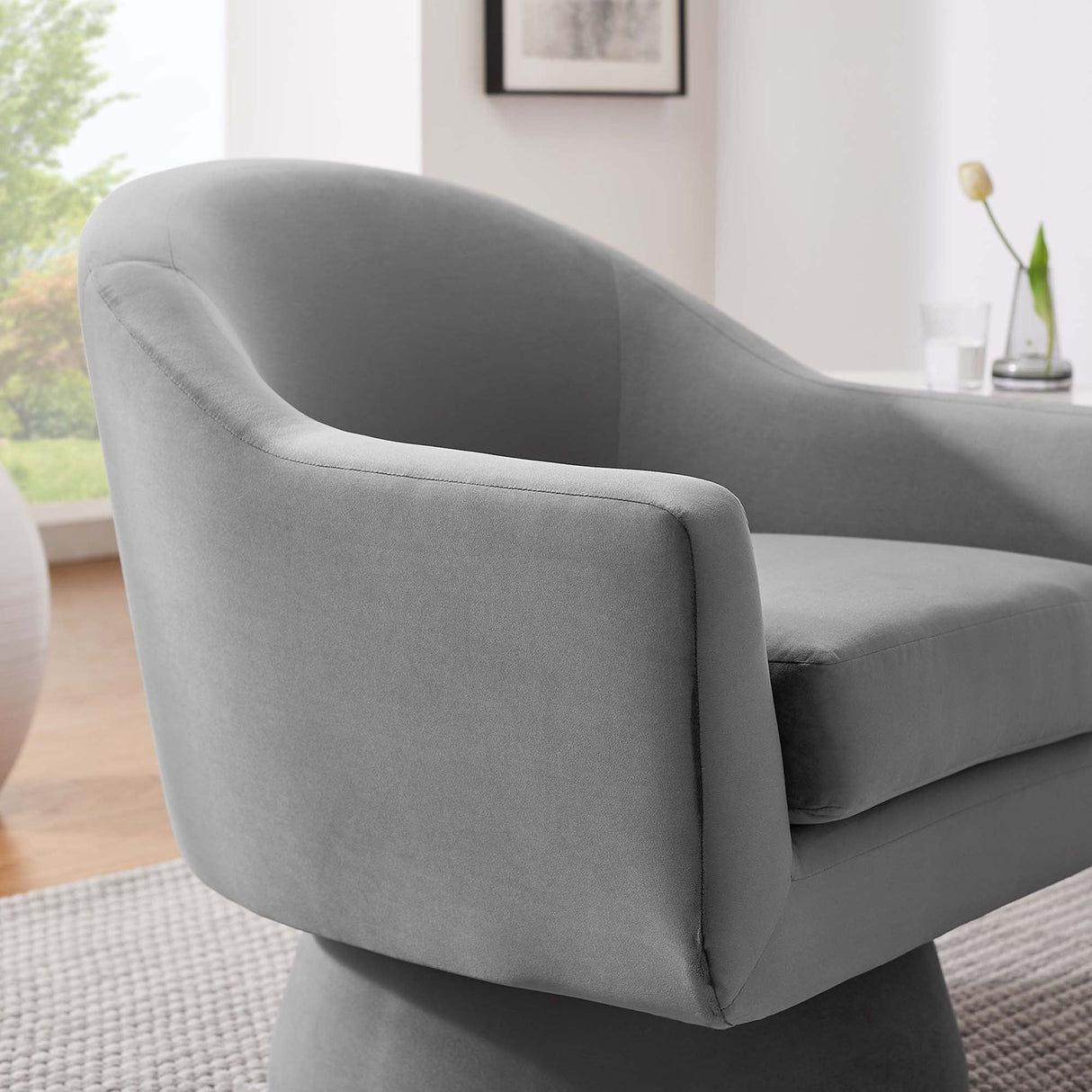 31 Inch Performance Velvet Swivel Chair