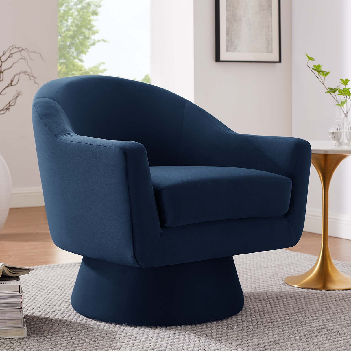 31 Inch Performance Velvet Swivel Chair
