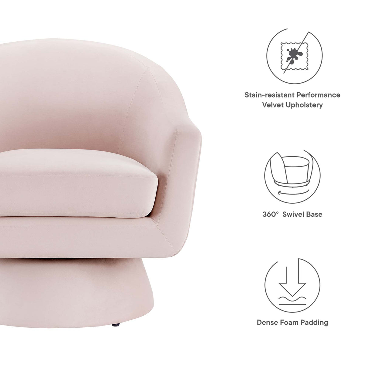31 Inch Performance Velvet Swivel Chair