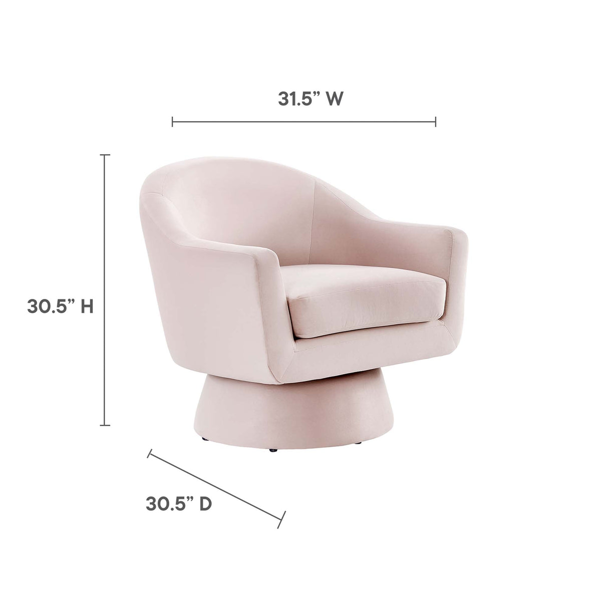 31 Inch Performance Velvet Swivel Chair