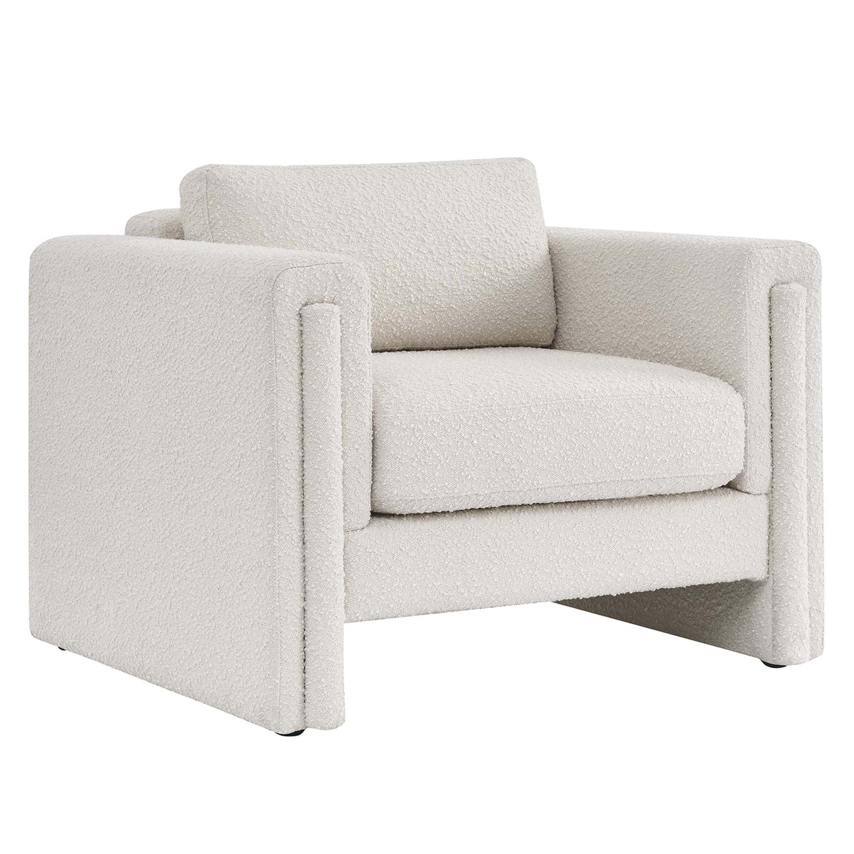42 Inch Modern Boucle Fabric Accent Armchair with Pocket Coil Springs and Removable Cushions