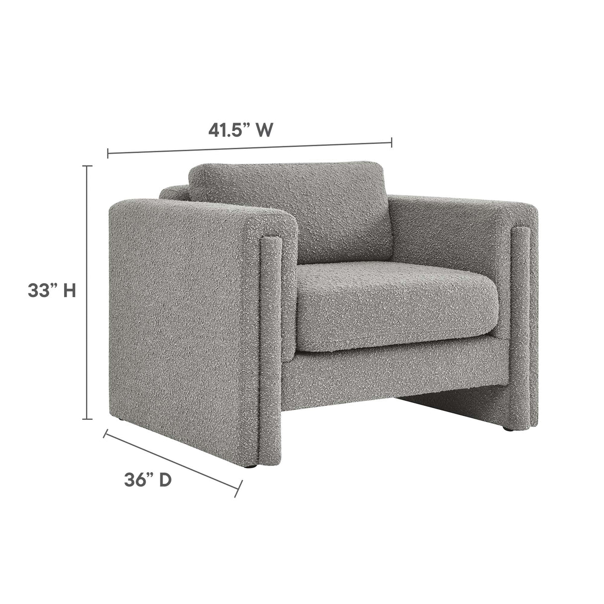 42 Inch Modern Boucle Fabric Accent Armchair with Pocket Coil Springs and Removable Cushions