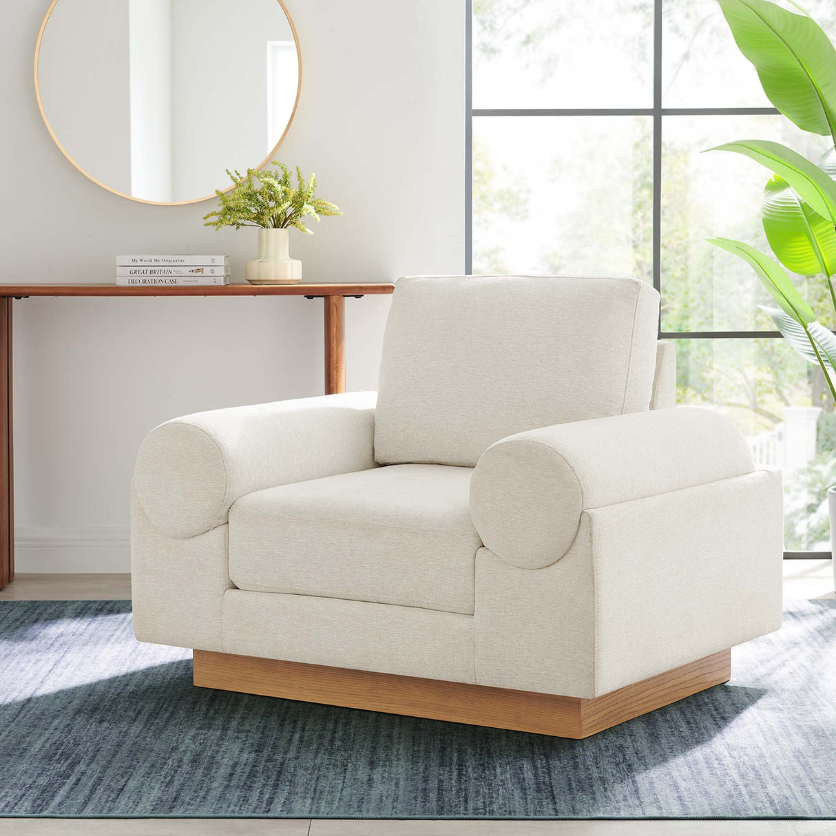 42 Inch Polyester Fabric Armchair