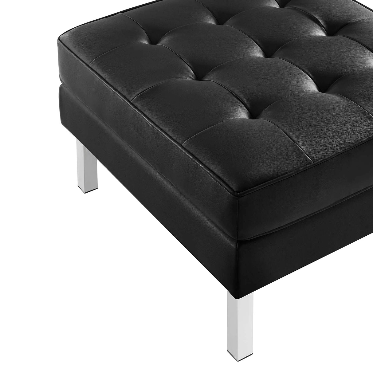58 Inch Tufted Vegan Leather Armchair and Ottoman Set