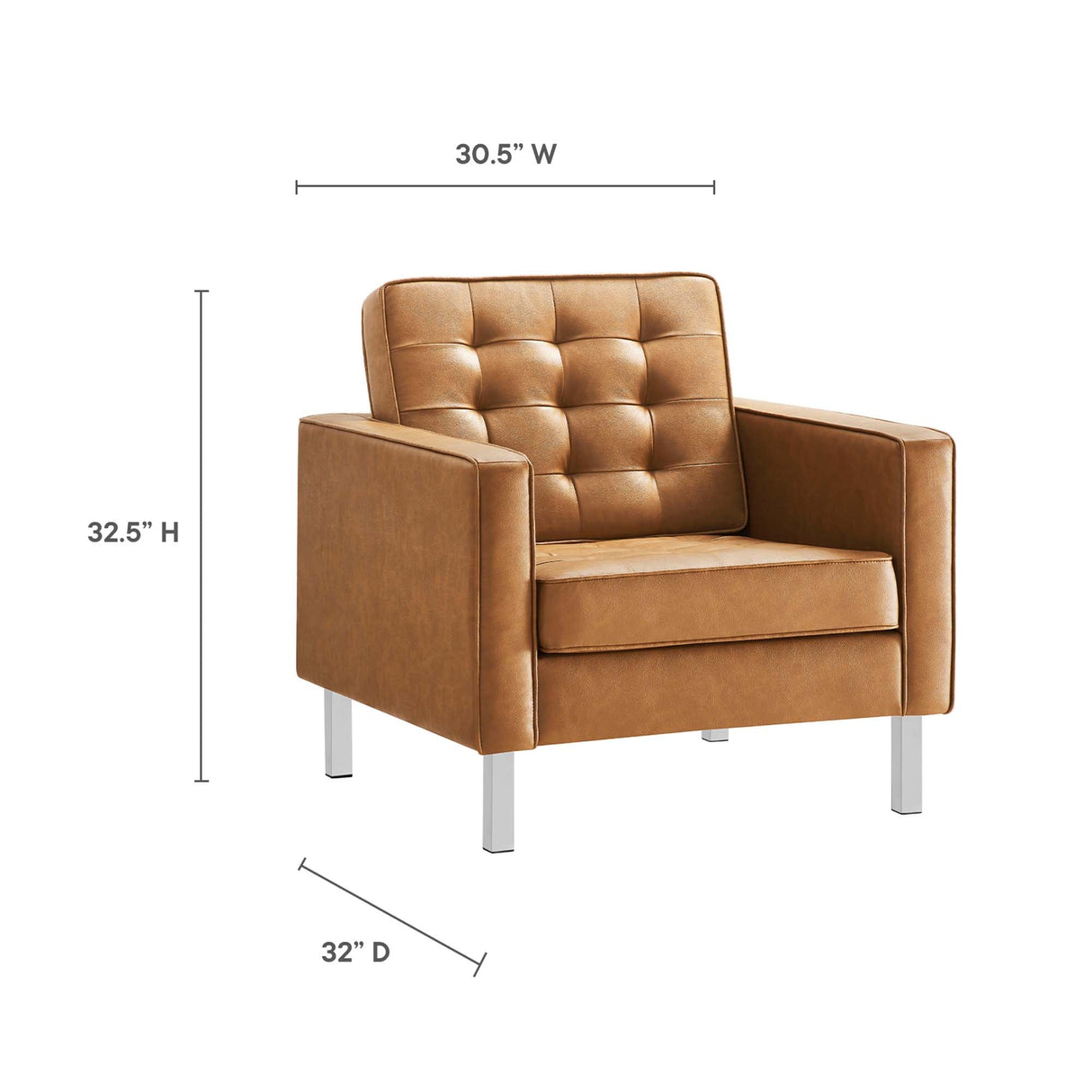 58 Inch Tufted Vegan Leather Armchair and Ottoman Set