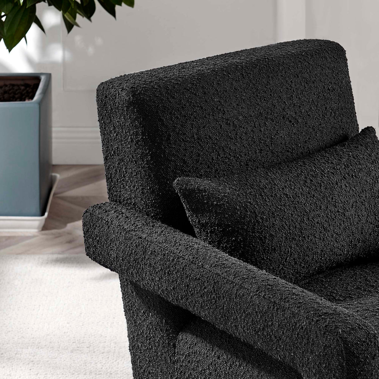 27 Inch Modern Angular Boucle Fabric Armchair