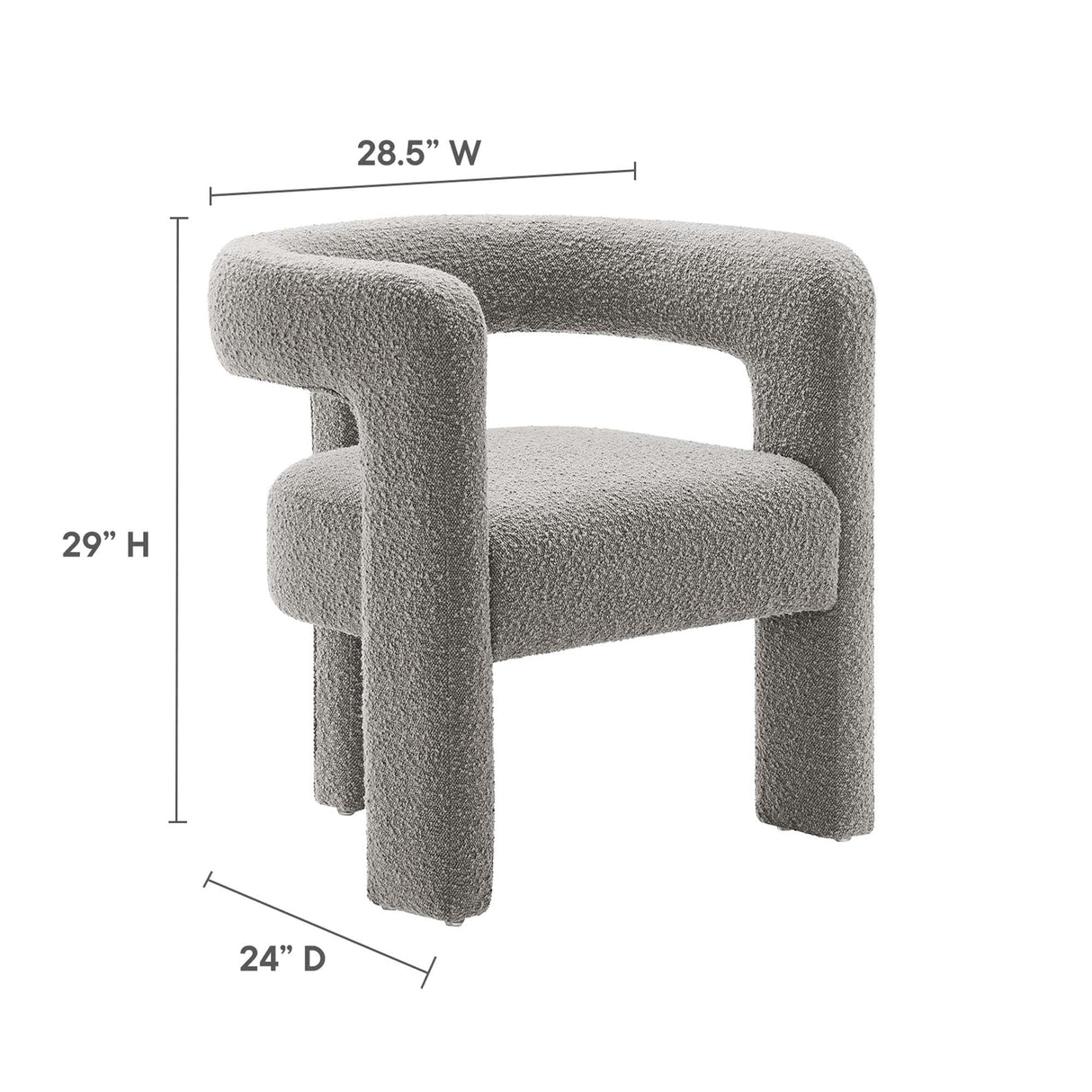 29 Inch Modern Rounded Boucle Fabric Armchair