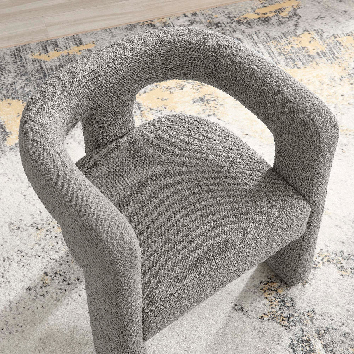 29 Inch Modern Rounded Boucle Fabric Armchair