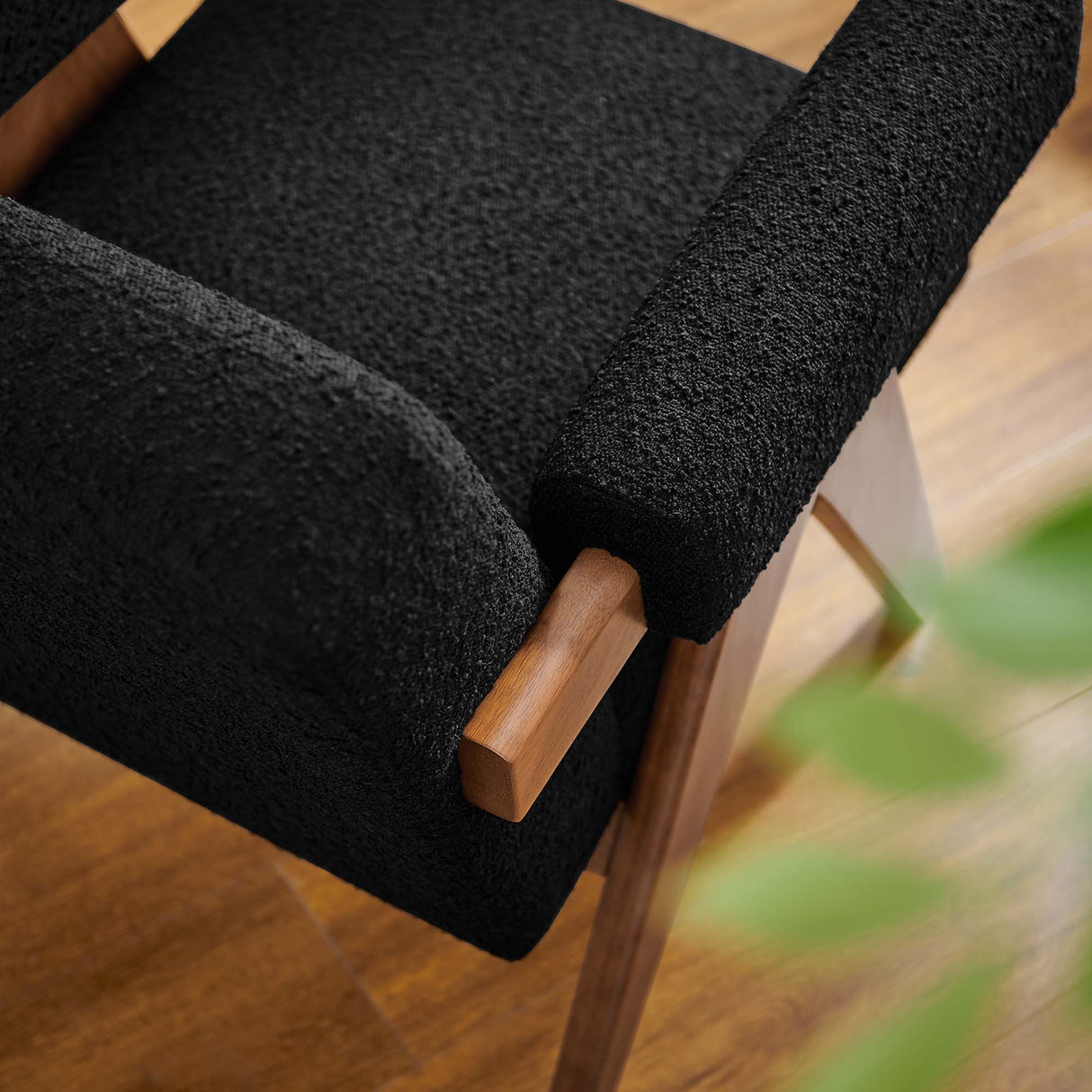 28 Inch Boucle Fabric Armchair with V-Shaped Wood Legs
