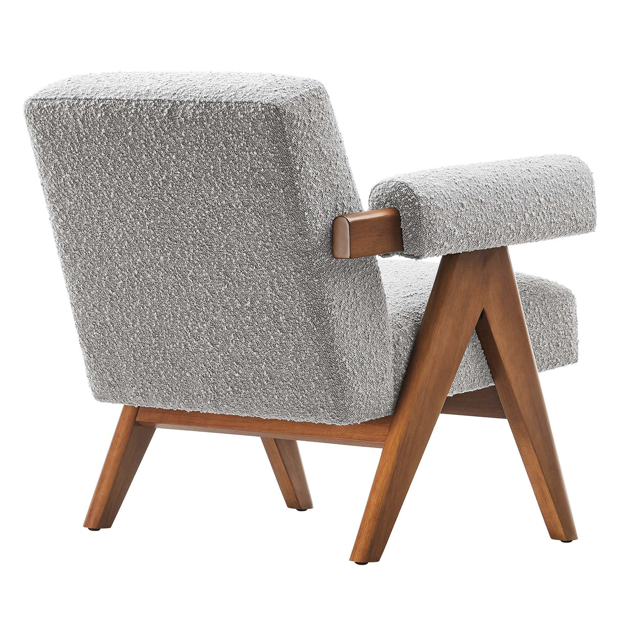28 Inch Boucle Fabric Armchair with V-Shaped Wood Legs