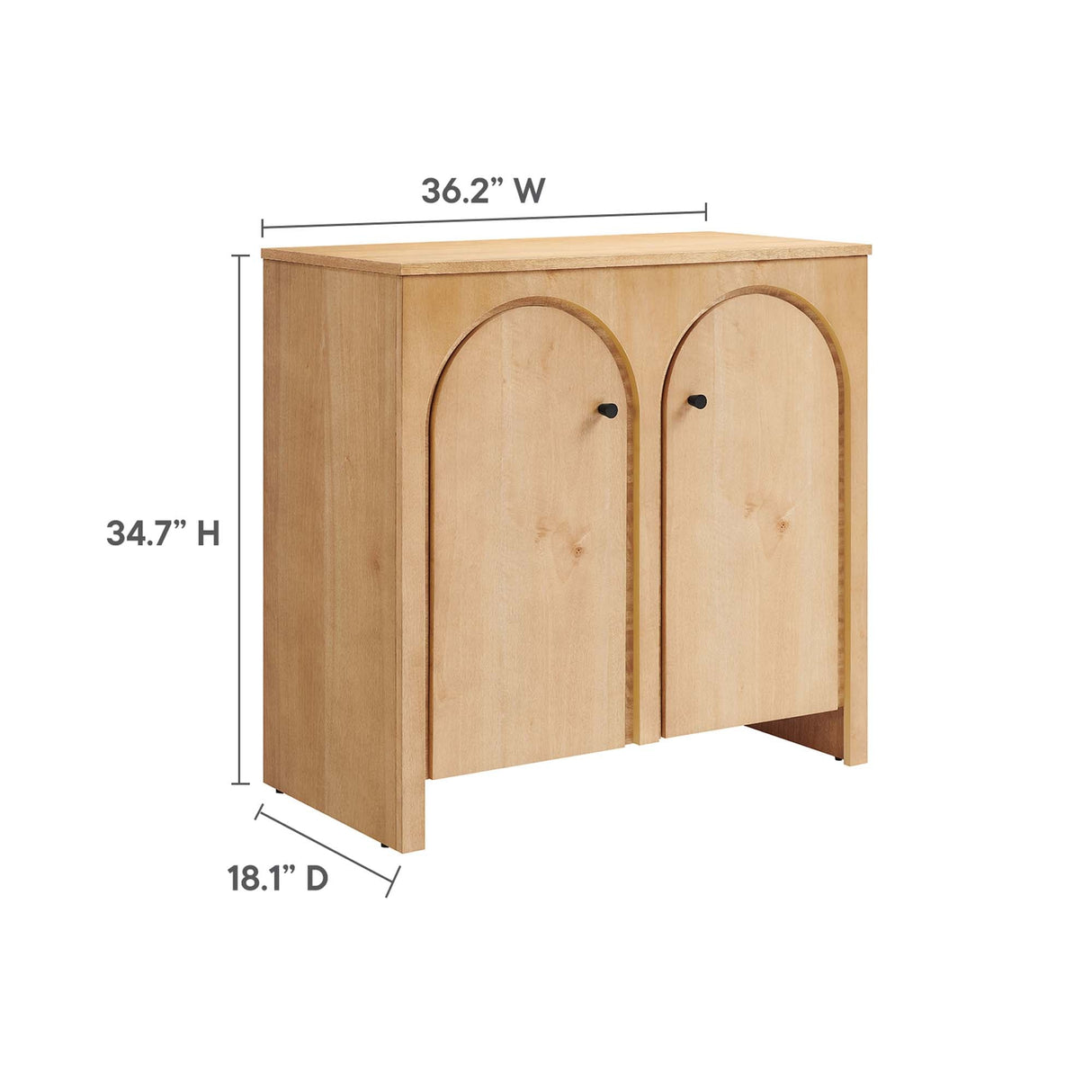 36 Inch 2-Door Arched Storage Cabinet with Mango Wood Veneer