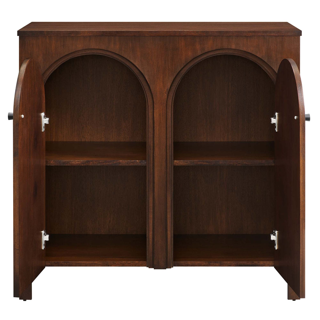 36 Inch 2-Door Arched Storage Cabinet with Mango Wood Veneer