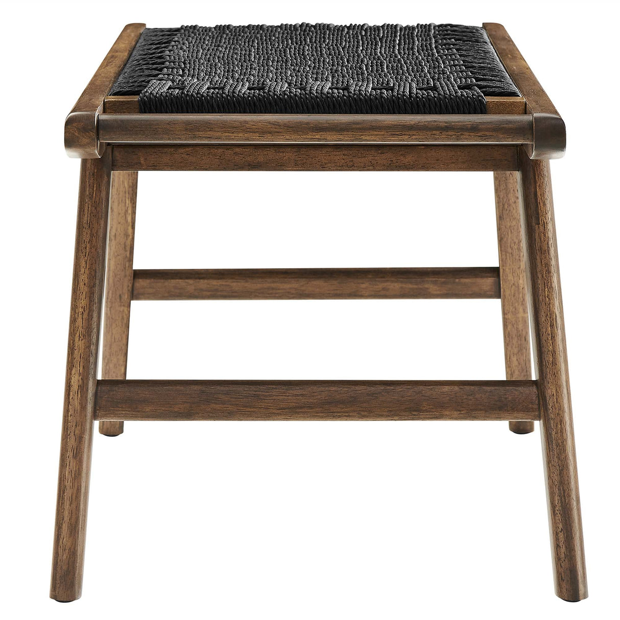 47 Inch Woven Rope and Solid Wood Bench with Basket Weave Design