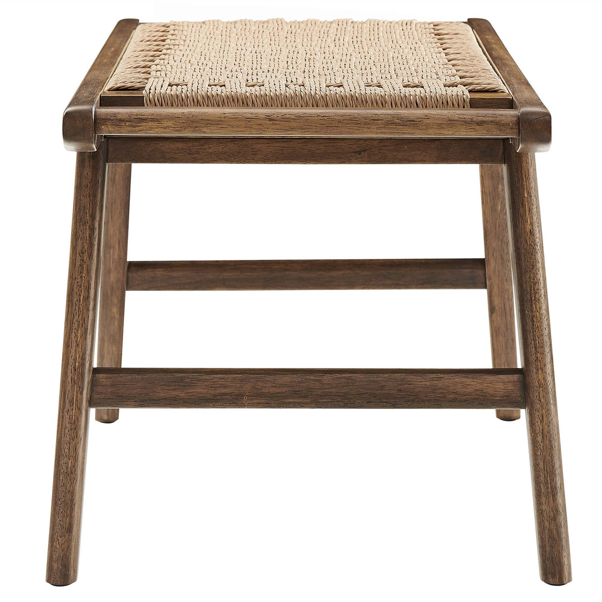 47 Inch Woven Rope and Solid Wood Bench with Basket Weave Design