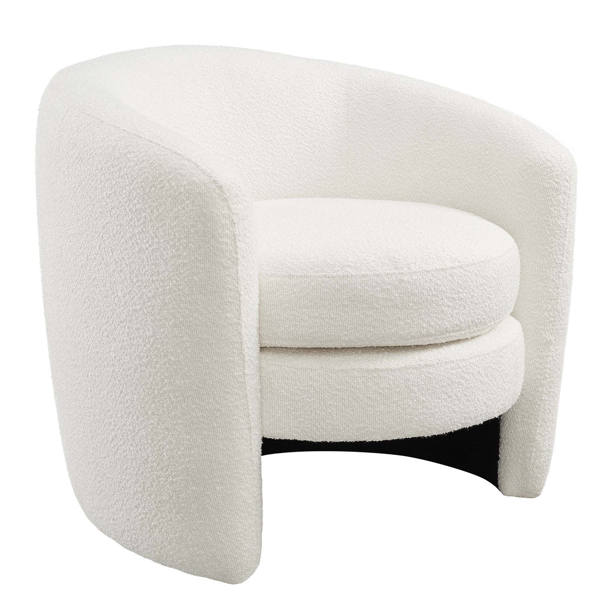 31 Inch Curved Back Boucle Fabric Barrel Armchair