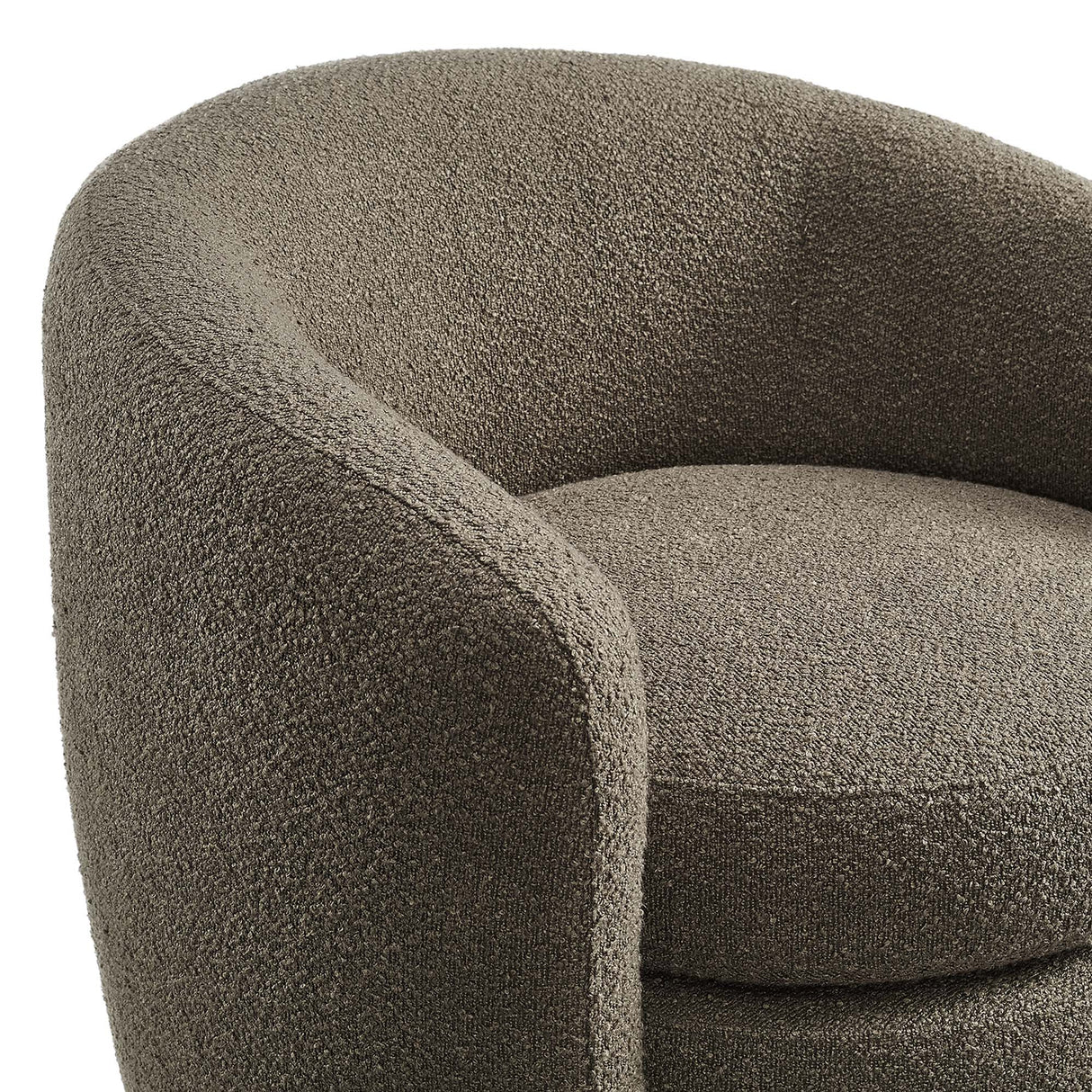 31 Inch Curved Back Boucle Fabric Barrel Armchair