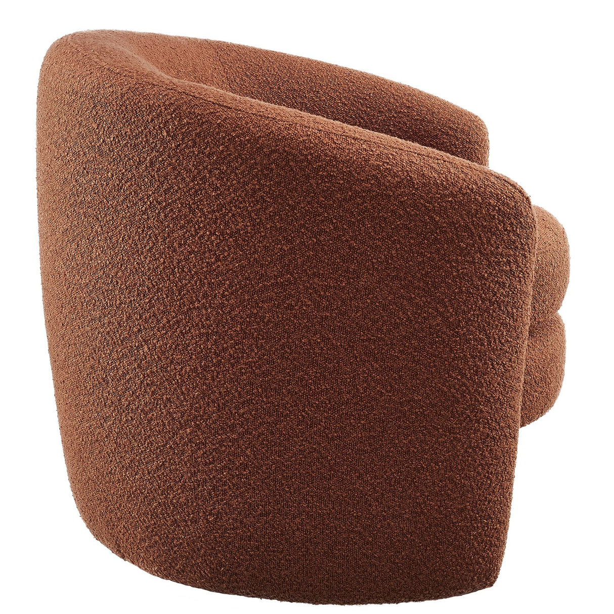31 Inch Curved Back Boucle Fabric Barrel Armchair