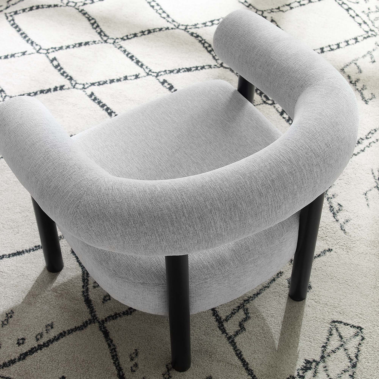 36 Inch Rounded Open Profile Heathered Fabric Armchair