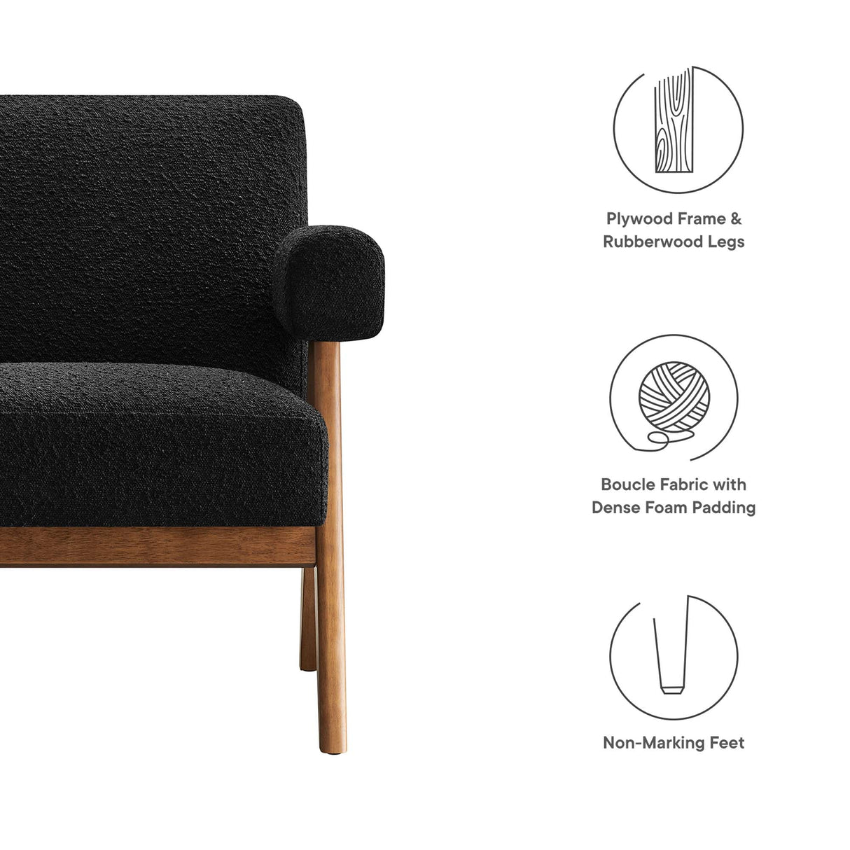27 Inch Modern Boucle Fabric Upholstered Armchairs - Set of 2