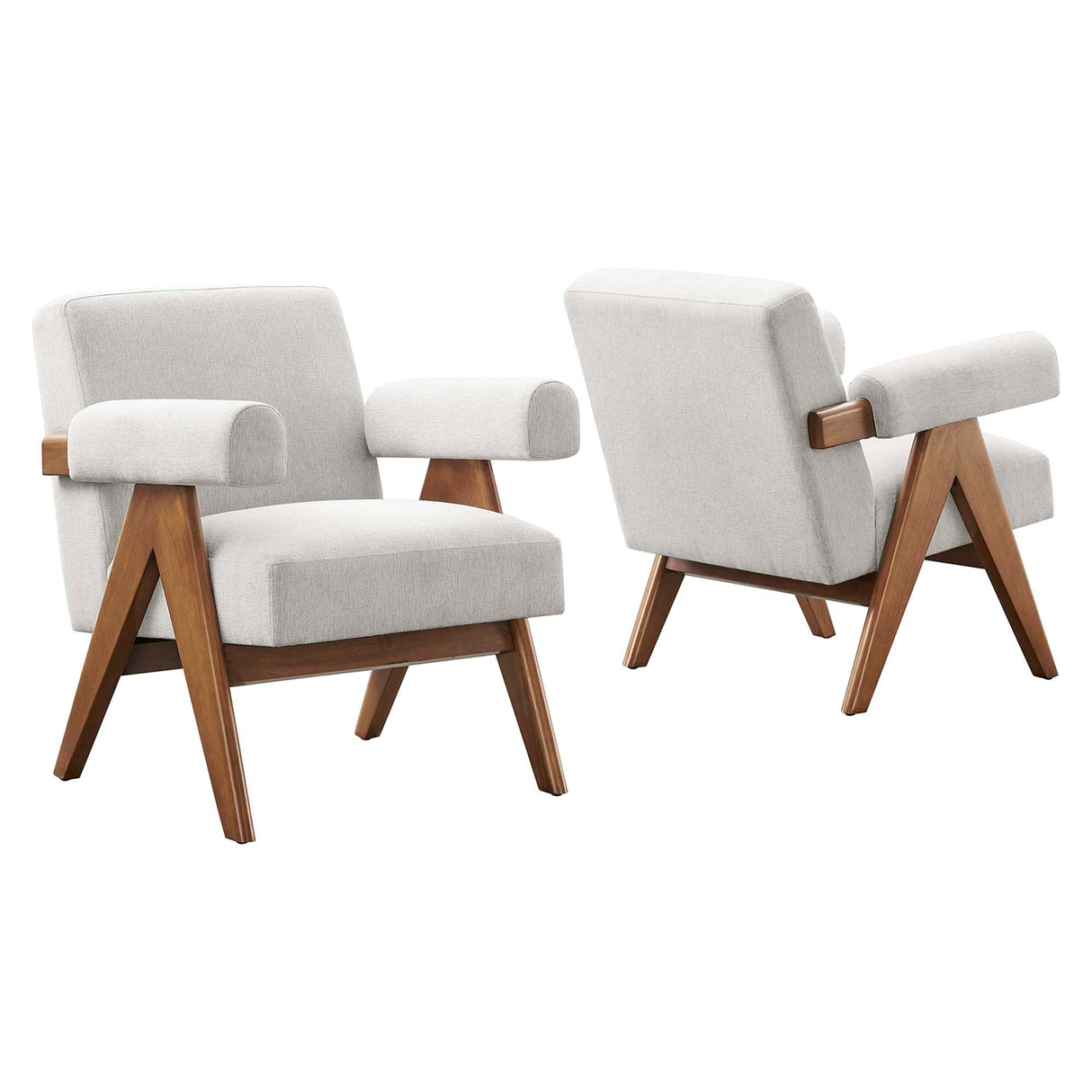 28 Inch Woven Heathered Fabric Armchair Set of 2