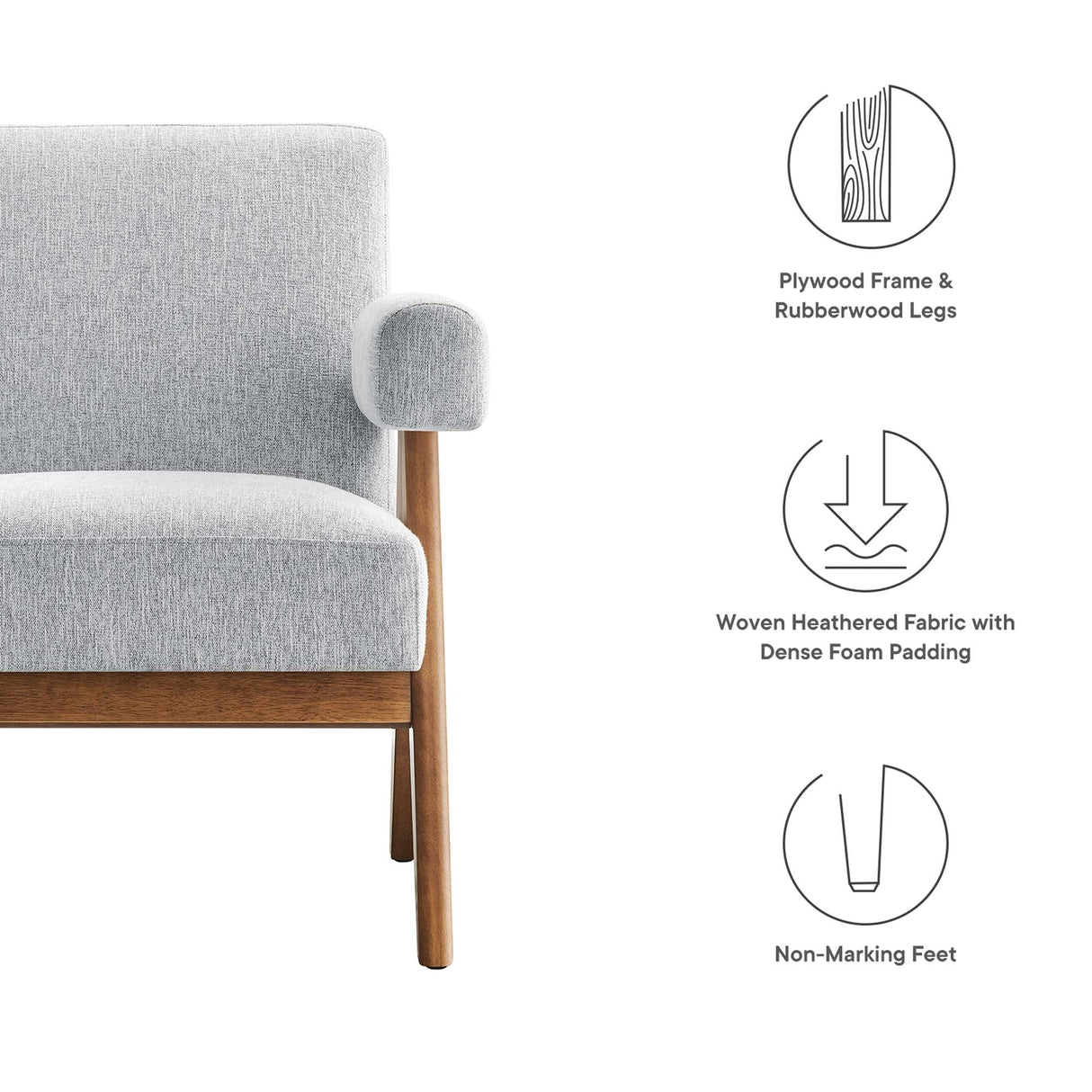 28 Inch Woven Heathered Fabric Armchair Set of 2