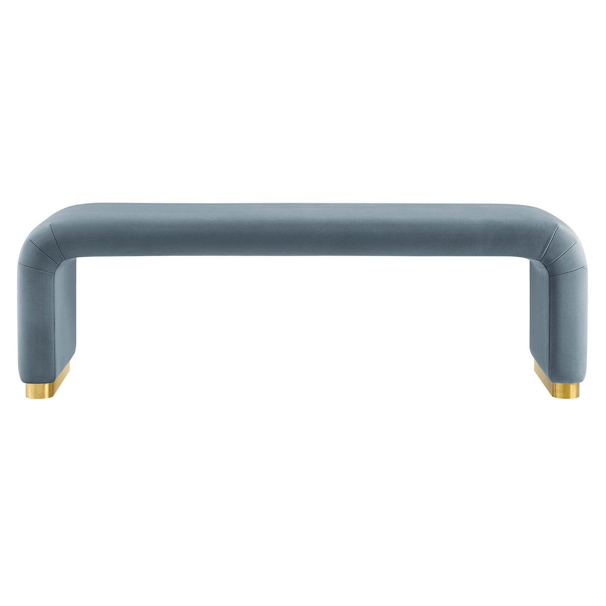 60 Inch Performance Velvet Waterfall Long Bench with Metal Base