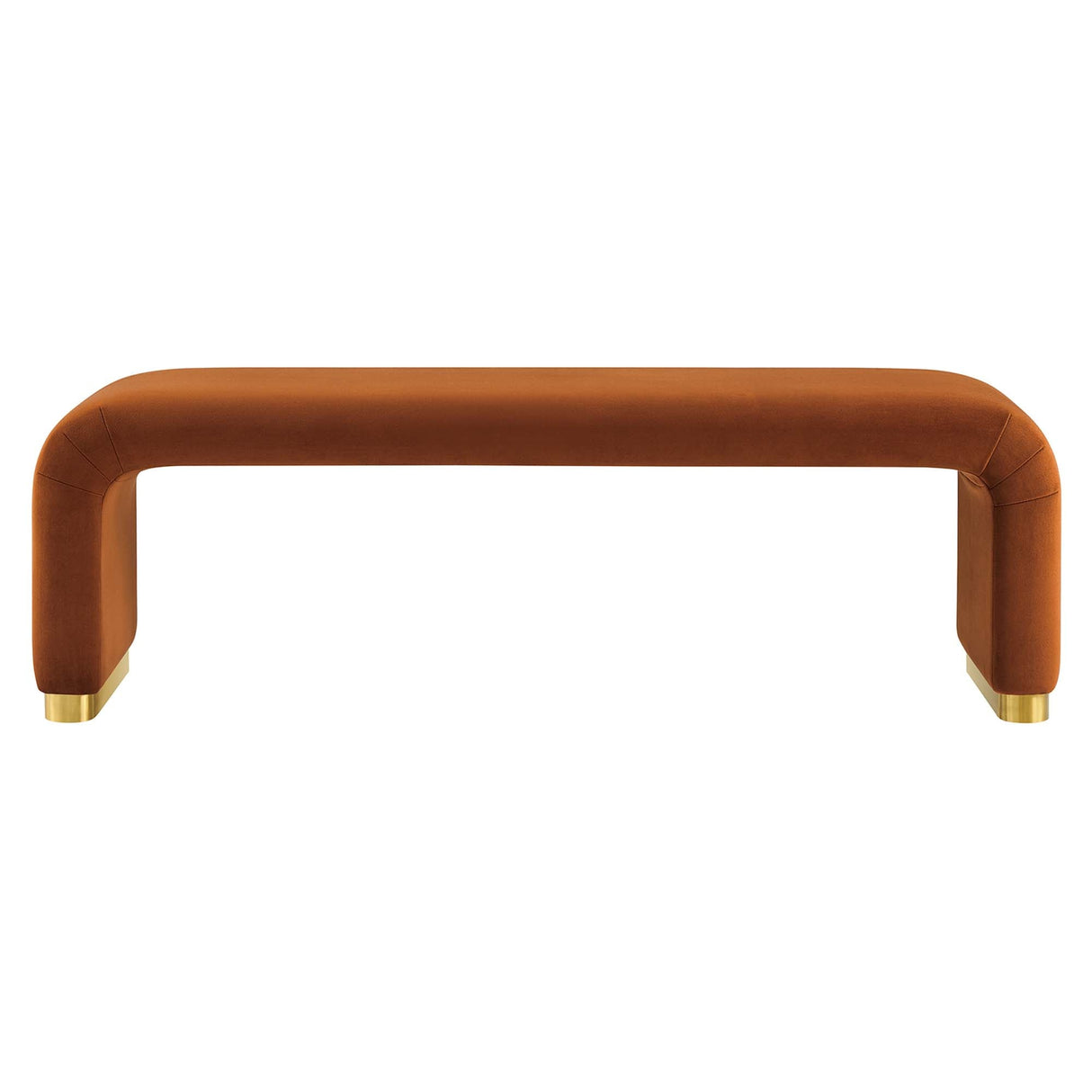 60 Inch Performance Velvet Waterfall Long Bench with Metal Base