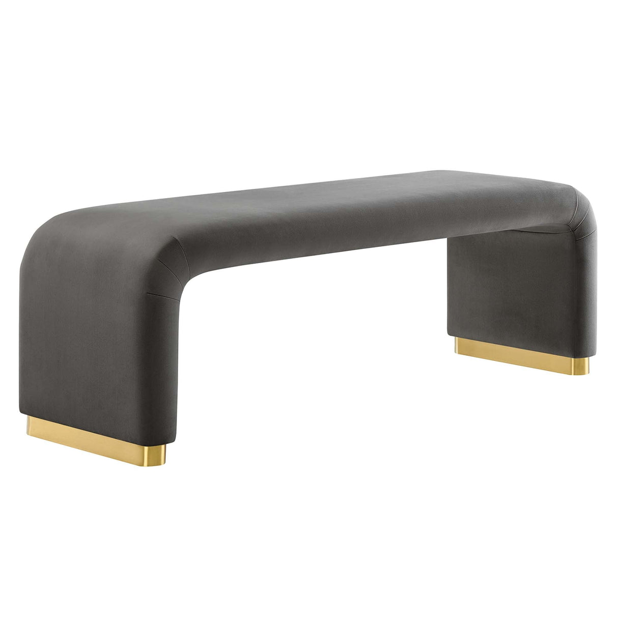 60 Inch Performance Velvet Waterfall Long Bench with Metal Base