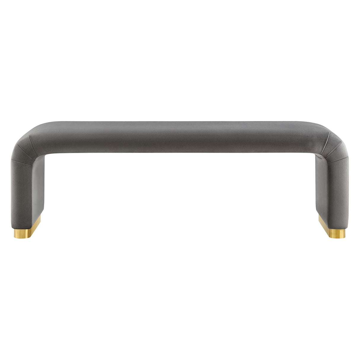 60 Inch Performance Velvet Waterfall Long Bench with Metal Base