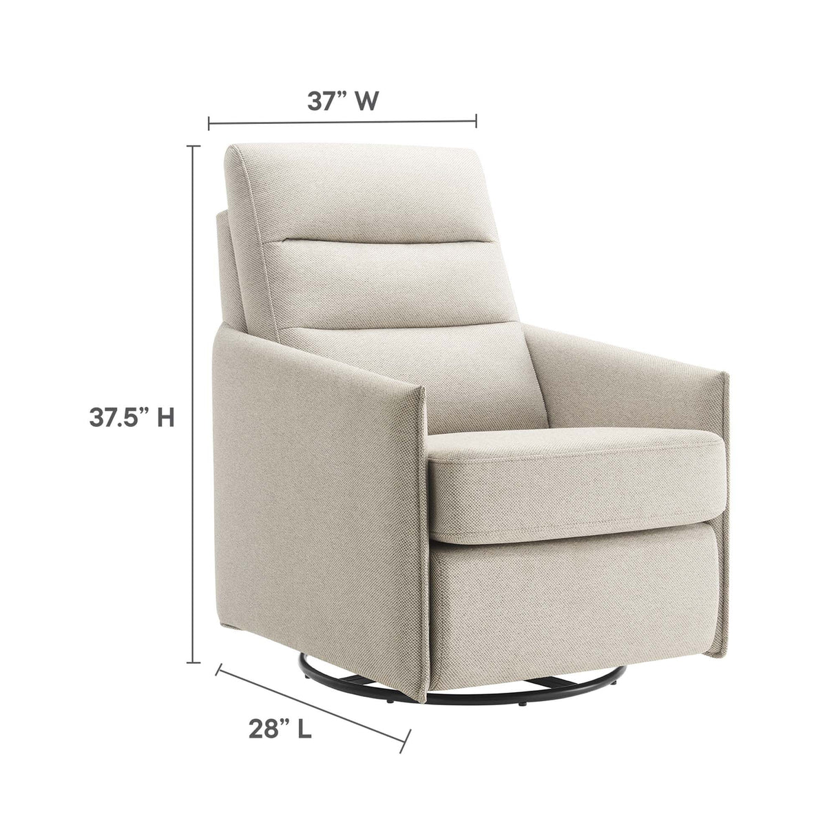 28 Inch Upholstered Fabric Swivel Glider Lounge Chair