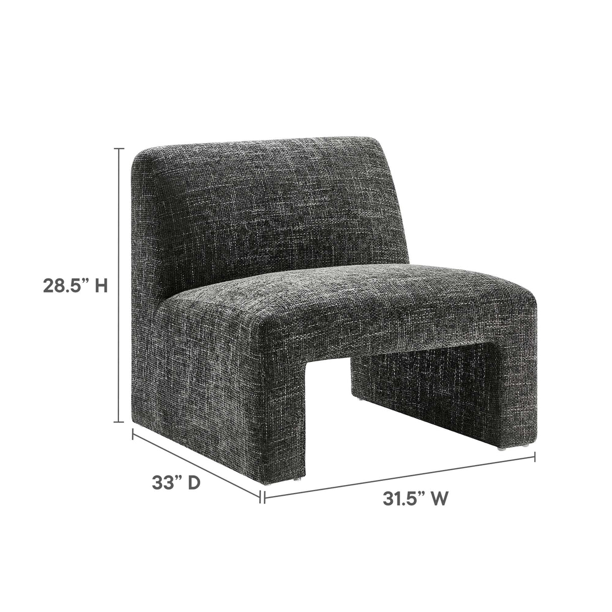 32 Inch Oversized Armless Chenille Upholstered Accent Chair