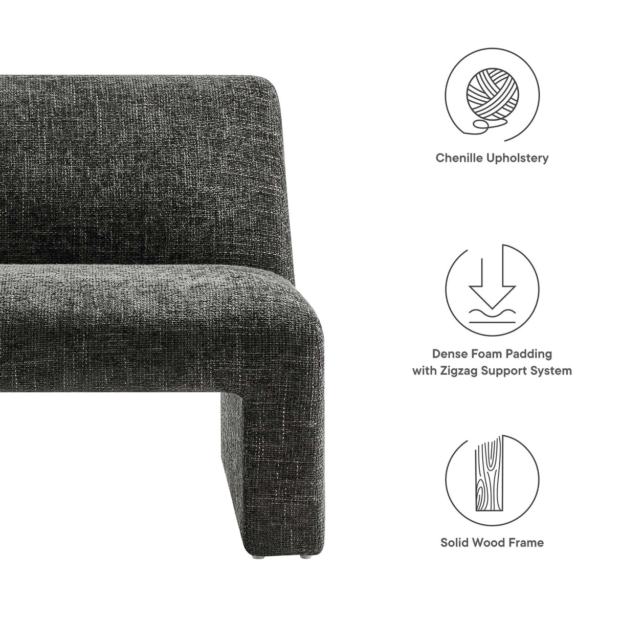 32 Inch Oversized Armless Chenille Upholstered Accent Chair
