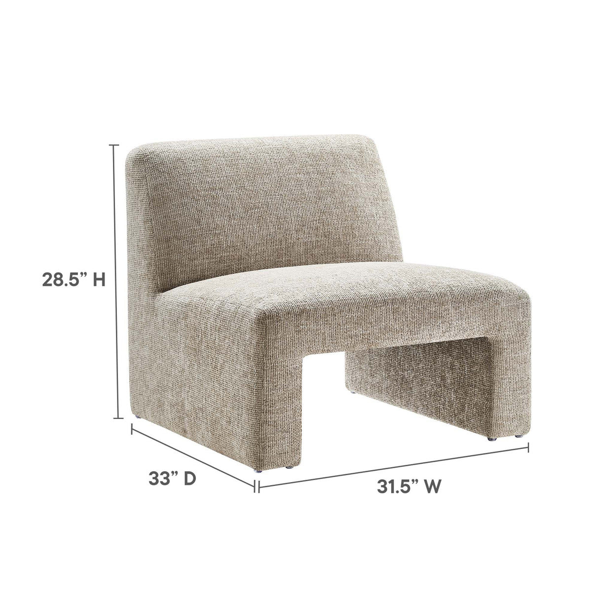 32 Inch Oversized Armless Chenille Upholstered Accent Chair