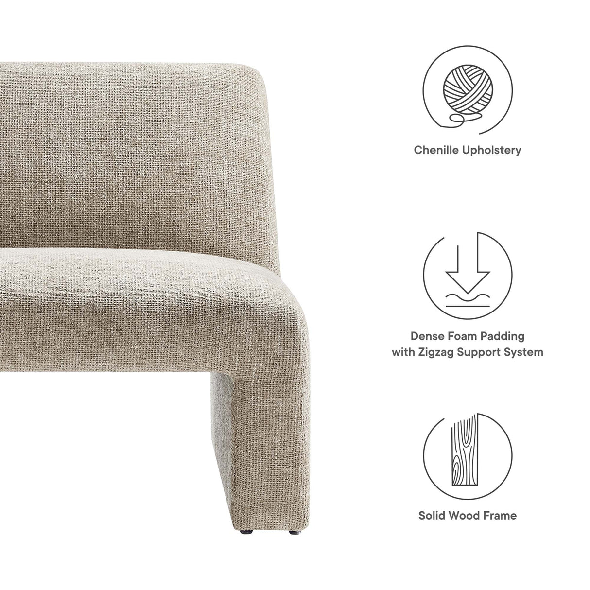 32 Inch Oversized Armless Chenille Upholstered Accent Chair