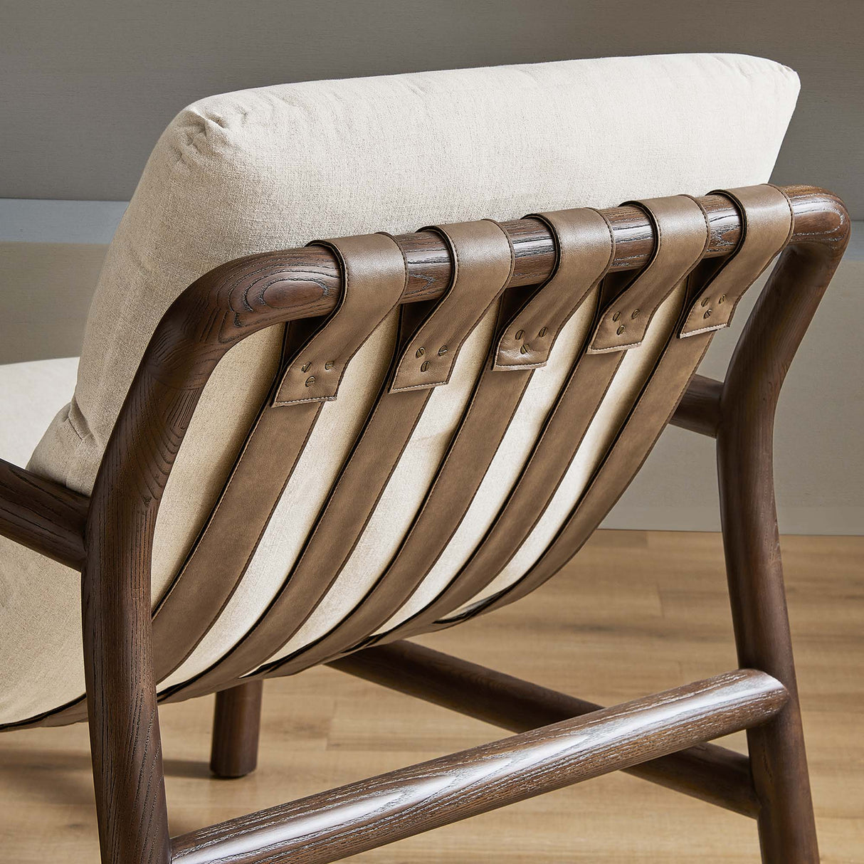 29 Inch Wood Sling Chair in Walnut