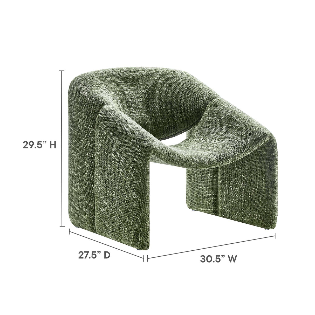 31 Inch Modern Curved Chenille Upholstered Accent Chair