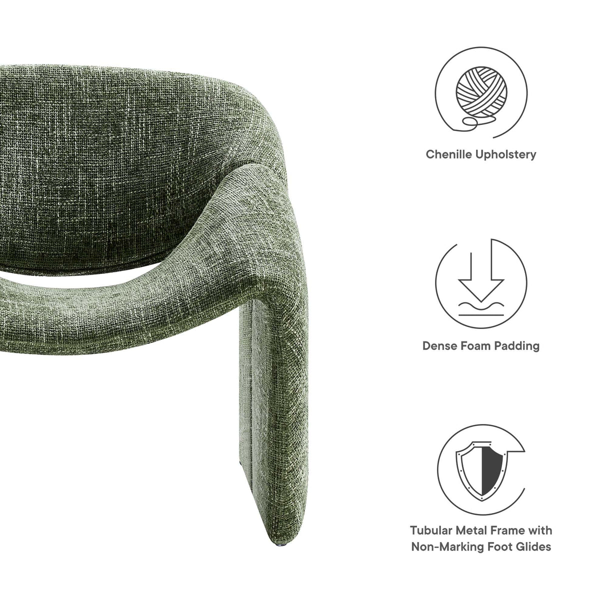 31 Inch Modern Curved Chenille Upholstered Accent Chair