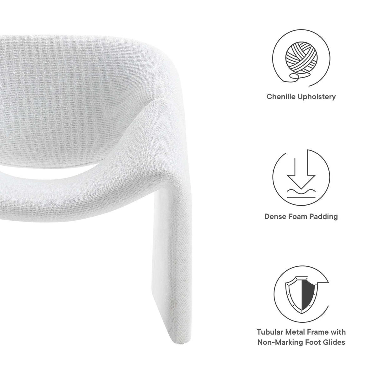 31 Inch Modern Curved Chenille Upholstered Accent Chair