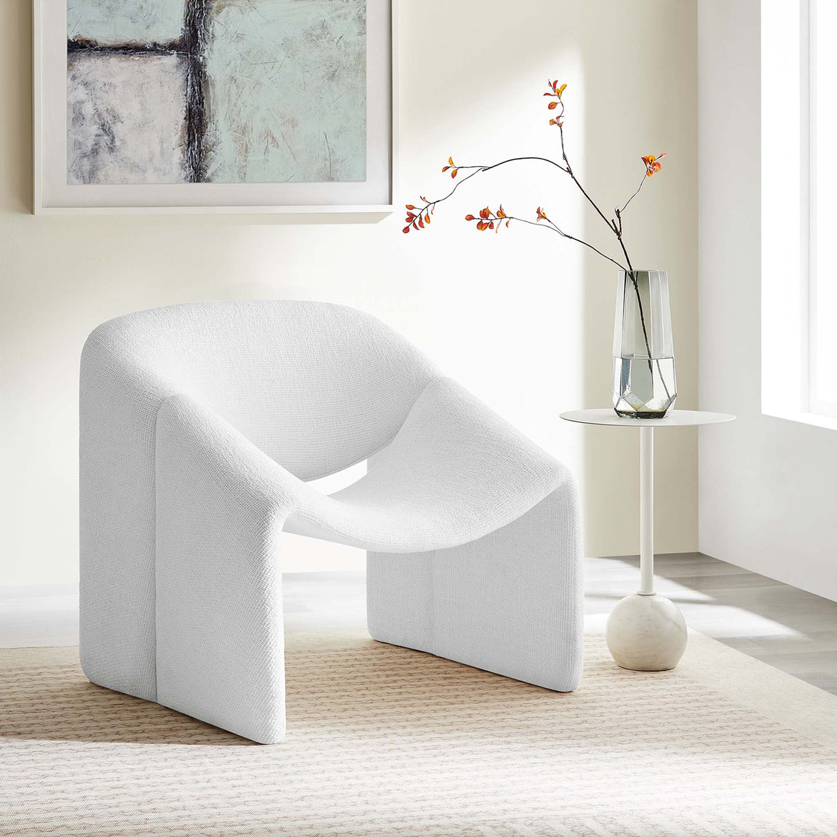 31 Inch Modern Curved Chenille Upholstered Accent Chair