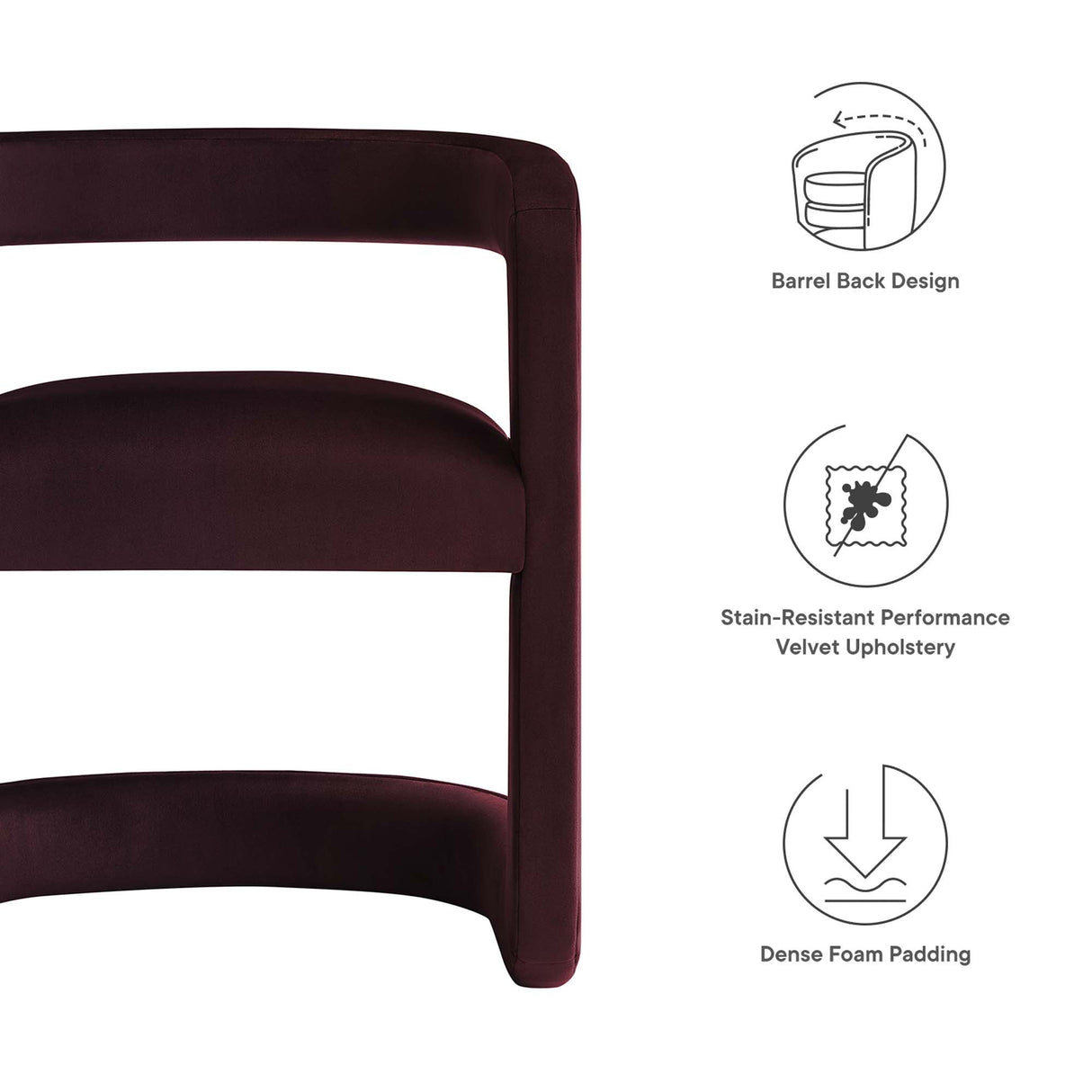 23 Inch Performance Velvet Barrel Accent Chair