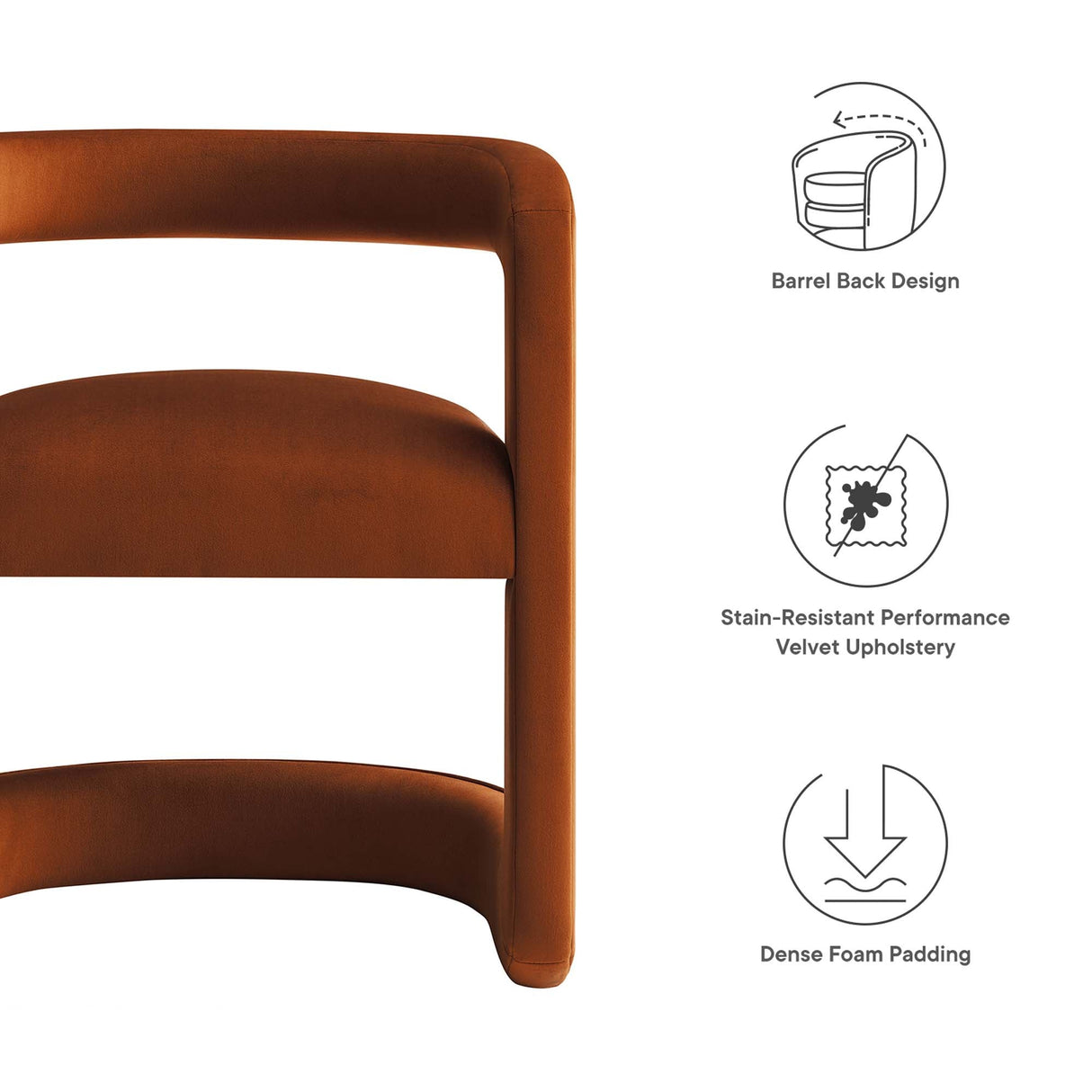23 Inch Performance Velvet Barrel Accent Chair
