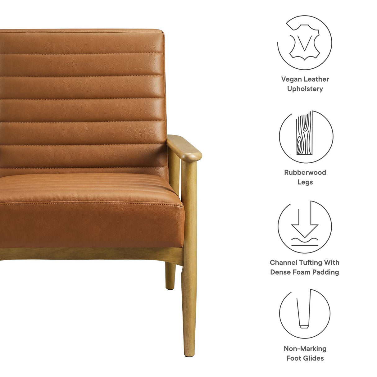 27 Inch Horizontal Channel Tufted Vegan Leather Accent Chair