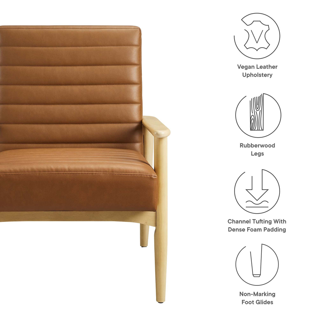 27 Inch Horizontal Channel Tufted Vegan Leather Accent Chair