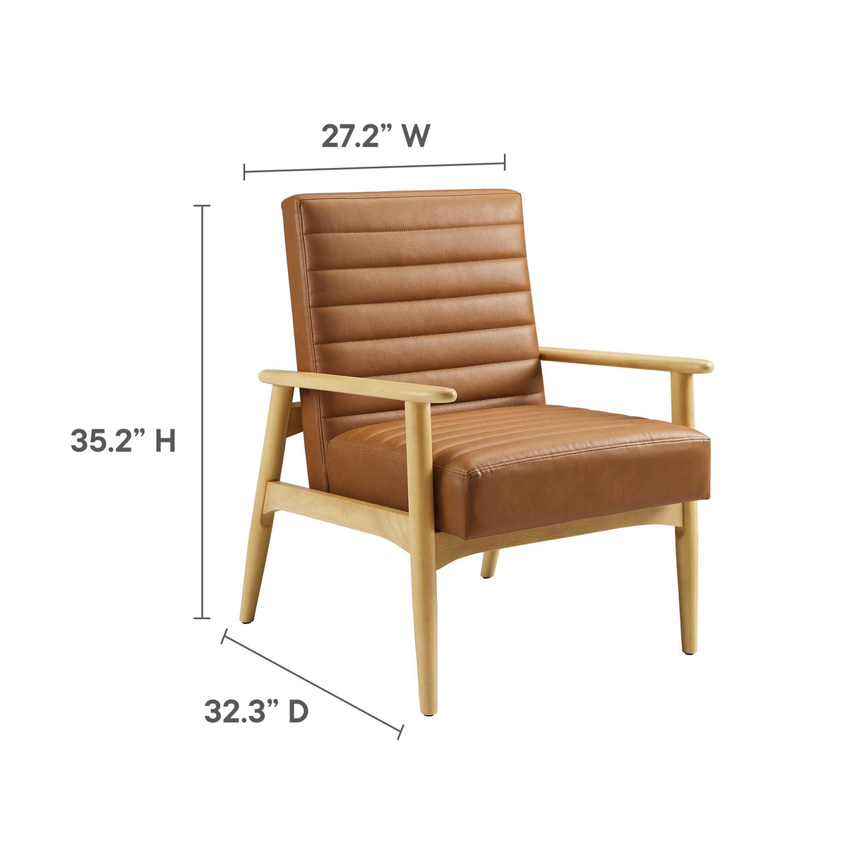 27 Inch Horizontal Channel Tufted Vegan Leather Accent Chair